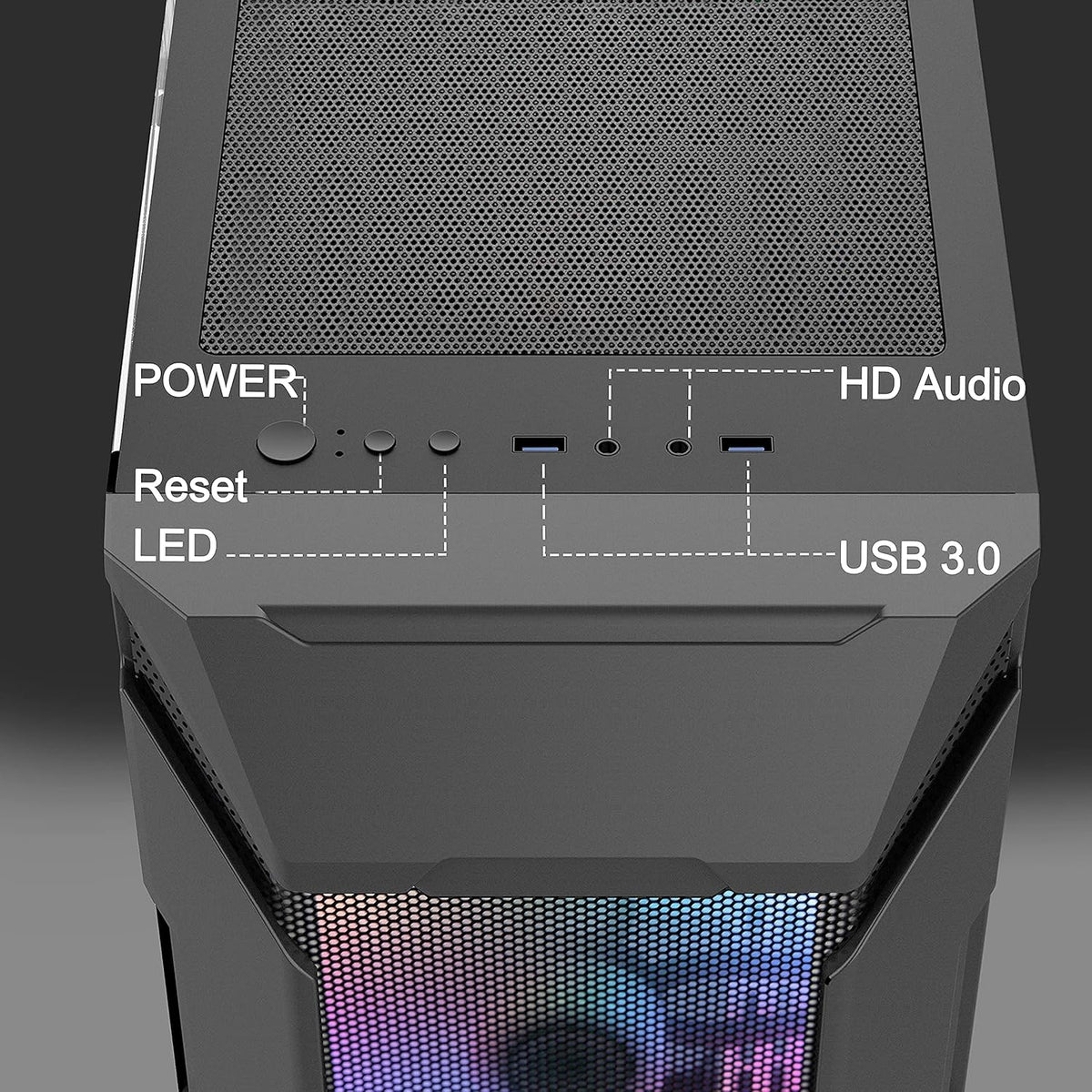 Micro-ATX Tower PC Case with 120MM ARGB Fans L3249