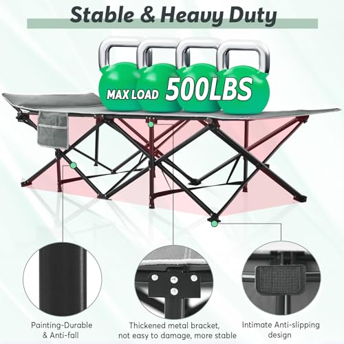 Grey Oversized Folding Camping Cot with Carry Bag N927207