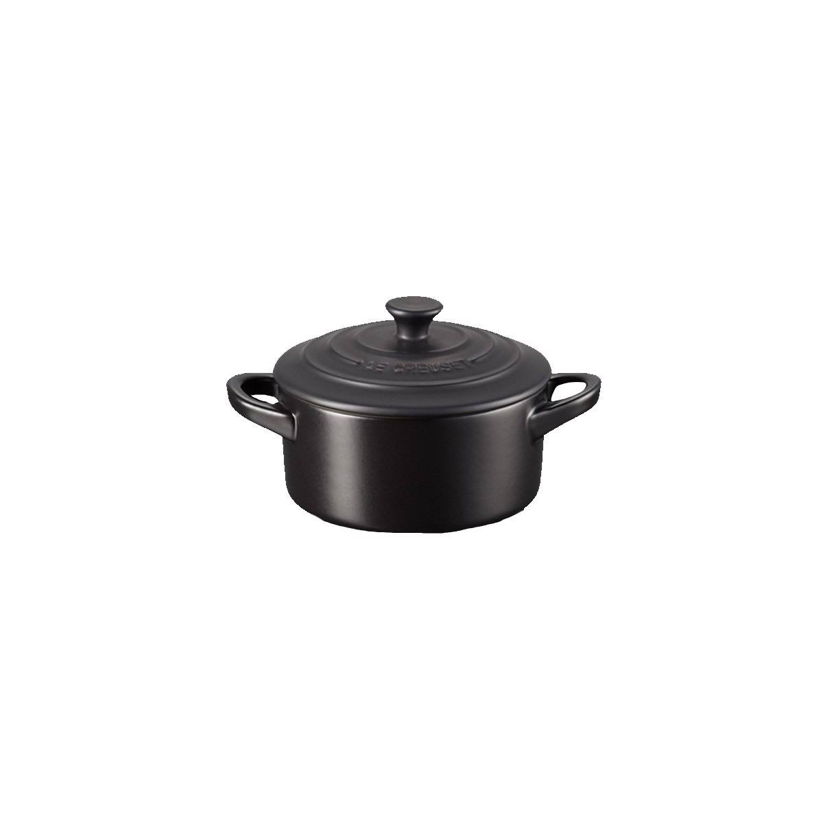 Satin Black Stoneware Casserole Dish T330076