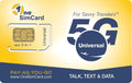 2 Pack Universal 3-in-one SIM Card with $5 Credit S45718
