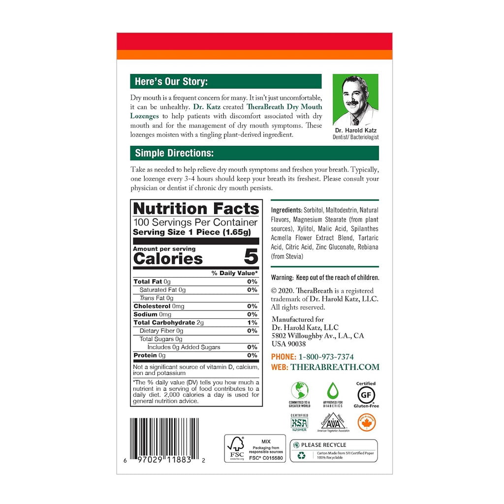16 Fl Oz (2-Pack) Mouthwash & 100 Lozenges with Zinc, Tart Berry Flavor K39993