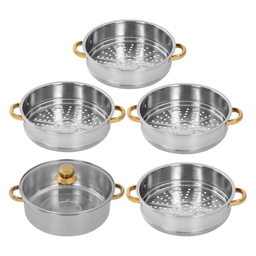 5 Tier Stainless Steel Steamer Pot with Glass Lid V887937