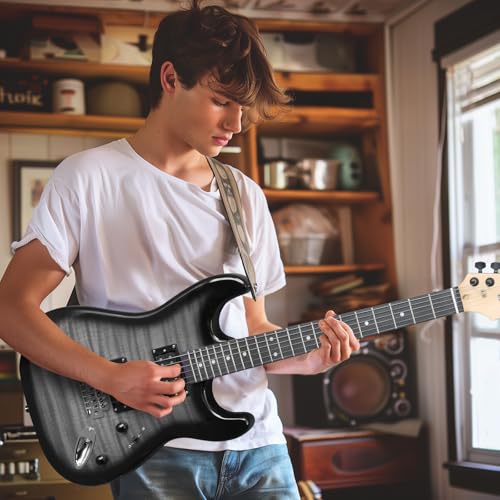 39 Inch H-H Pickups Electric Guitar Set with 20W Amplifier, Bag, Strap, Cable, Accessories D716