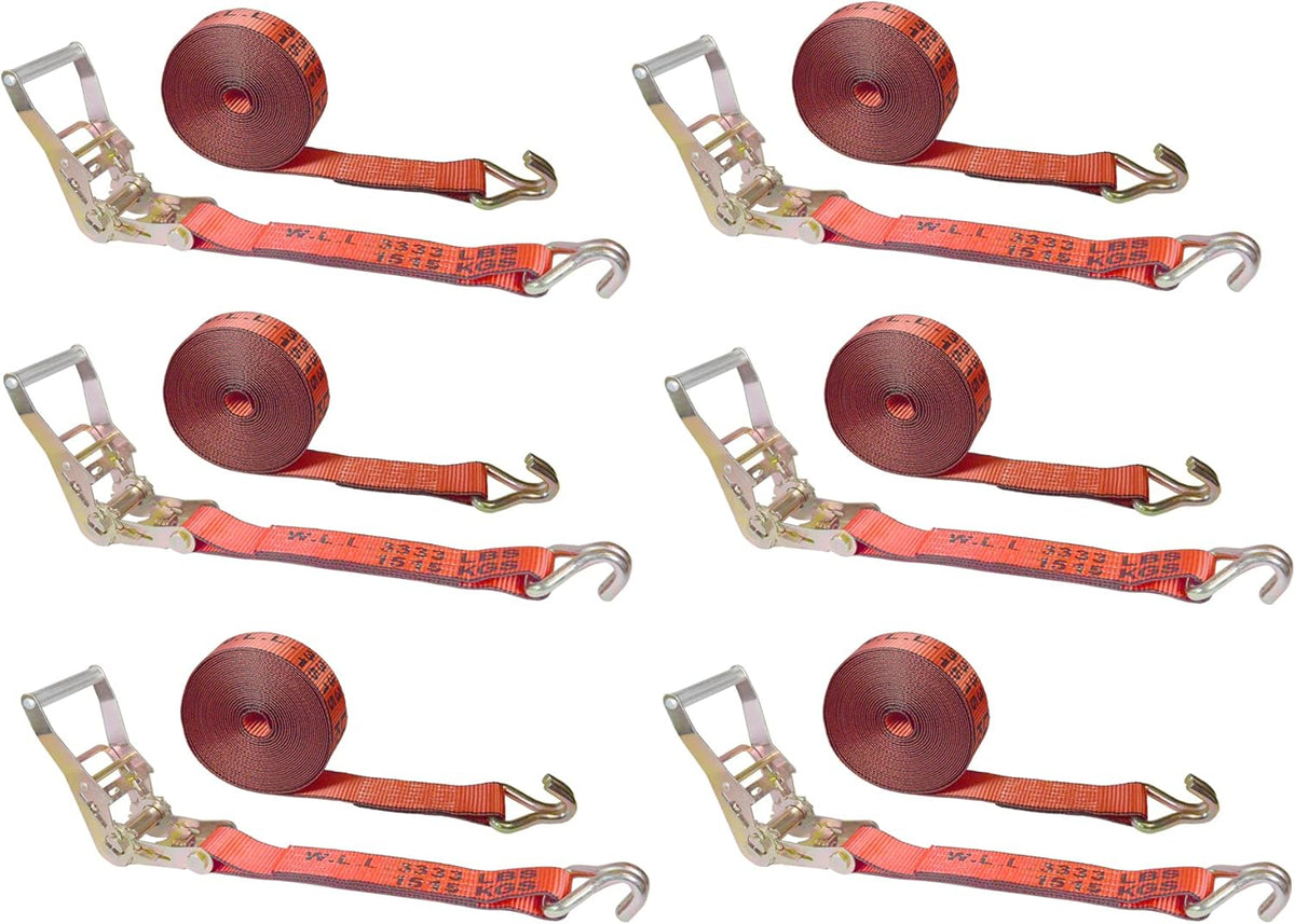 2” x 30’ Double Wire J Hook Ratchet Straps, 4 Pack P748675
