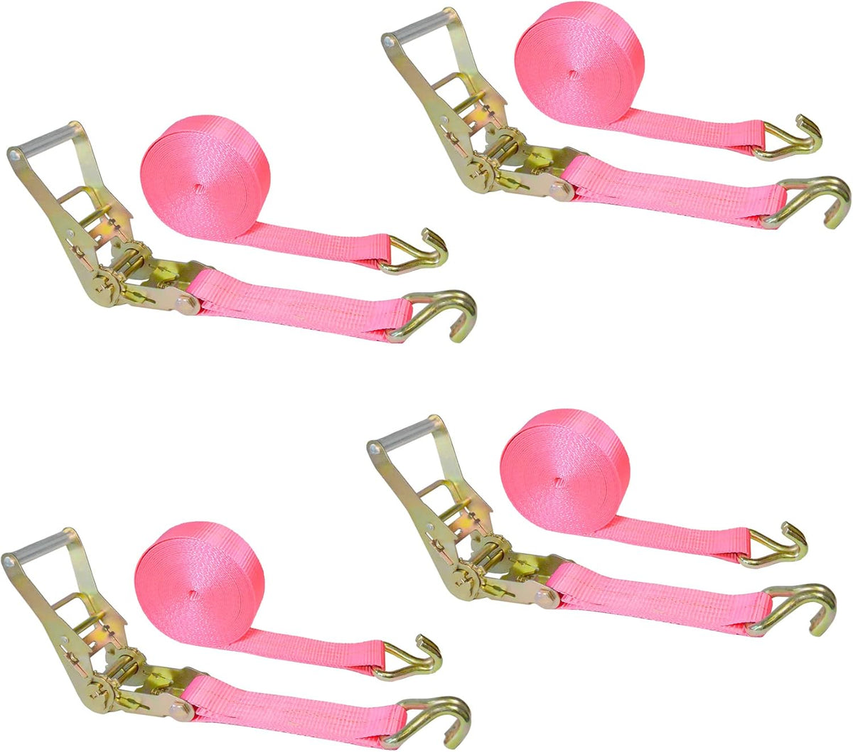 2” x 30’ Double Wire J Hook Ratchet Straps, 4 Pack P748675