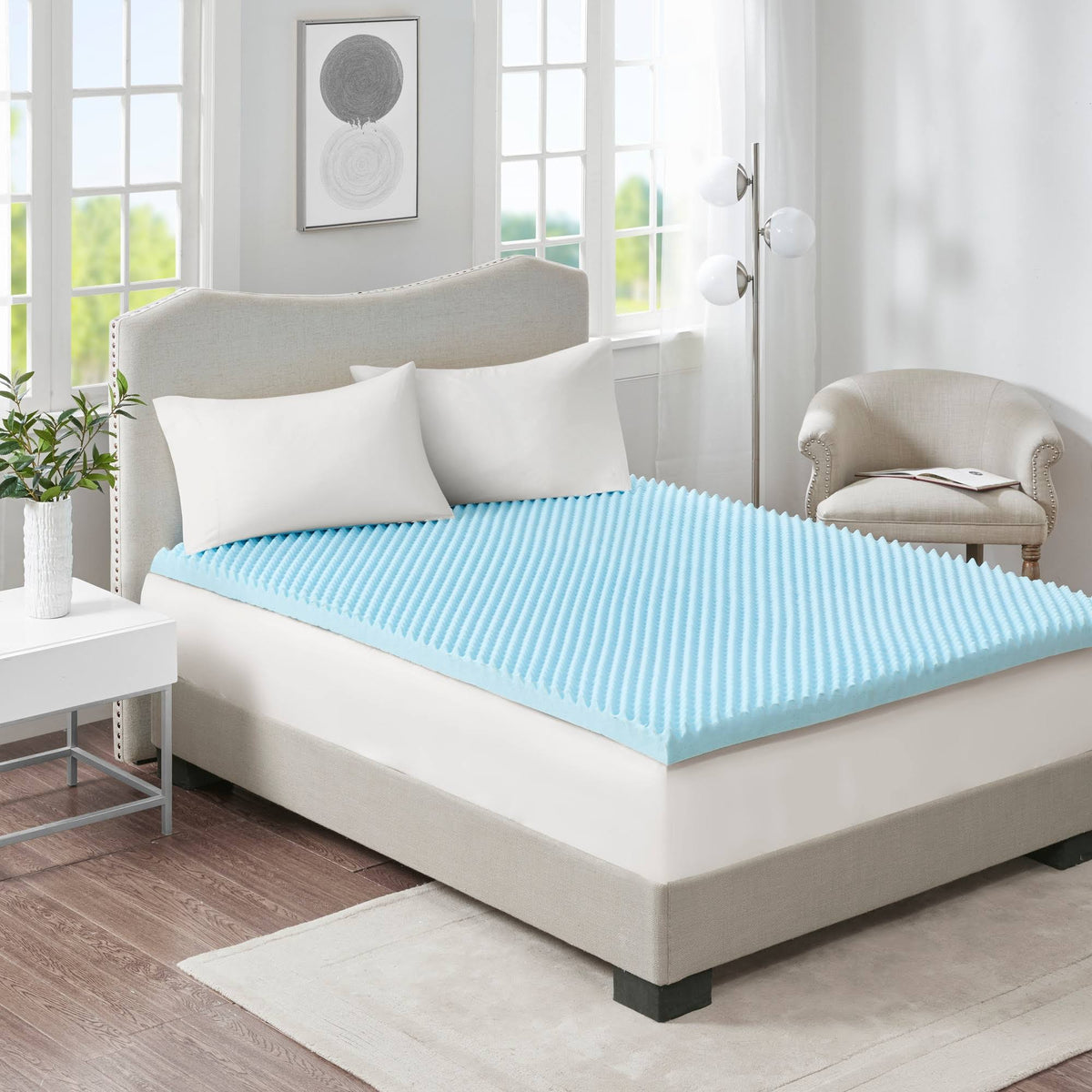 3-Inch Gel Memory Foam Topper Blue Cal King Q583