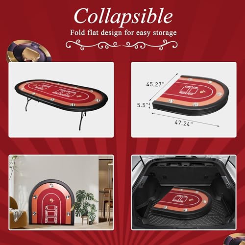 84" Foldable Poker Table with Chips Tray R346579