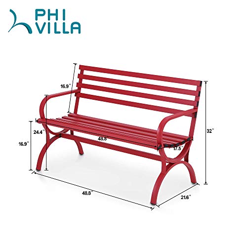 50-Inch Black Cast Iron Steel Garden Bench T29638