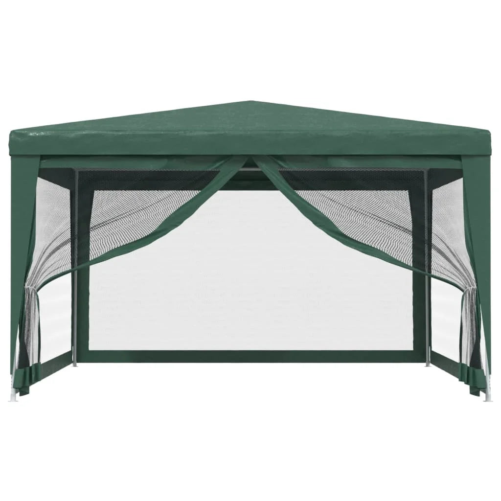 Green 13.1'x13.1' HDPE Party Tent with 4 Mesh Sidewalls N6879