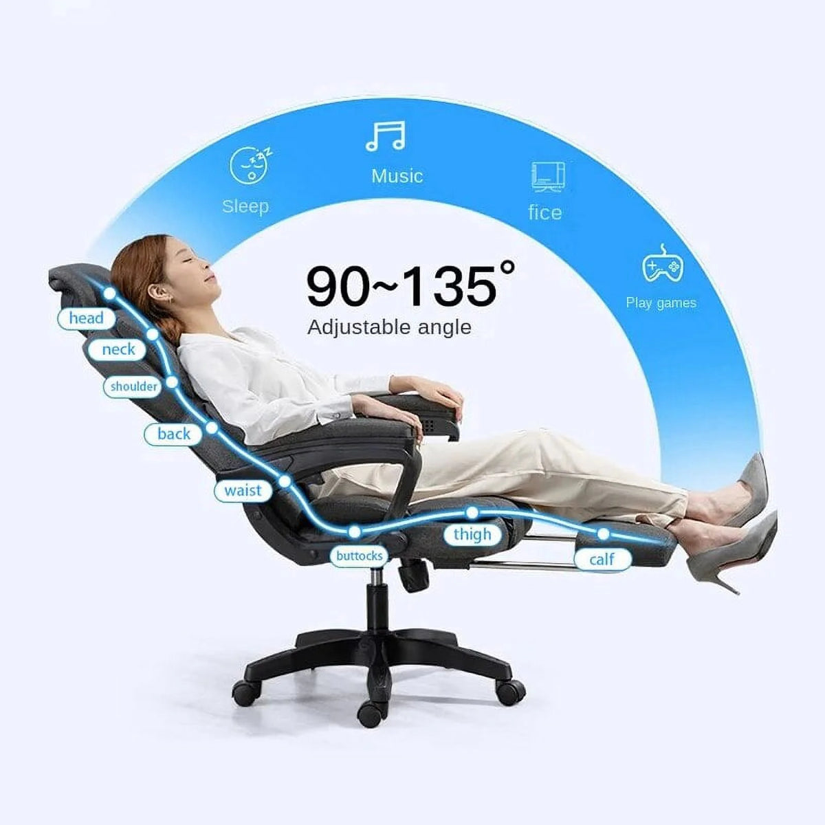 Liftable Reclining Computer Chair U147179