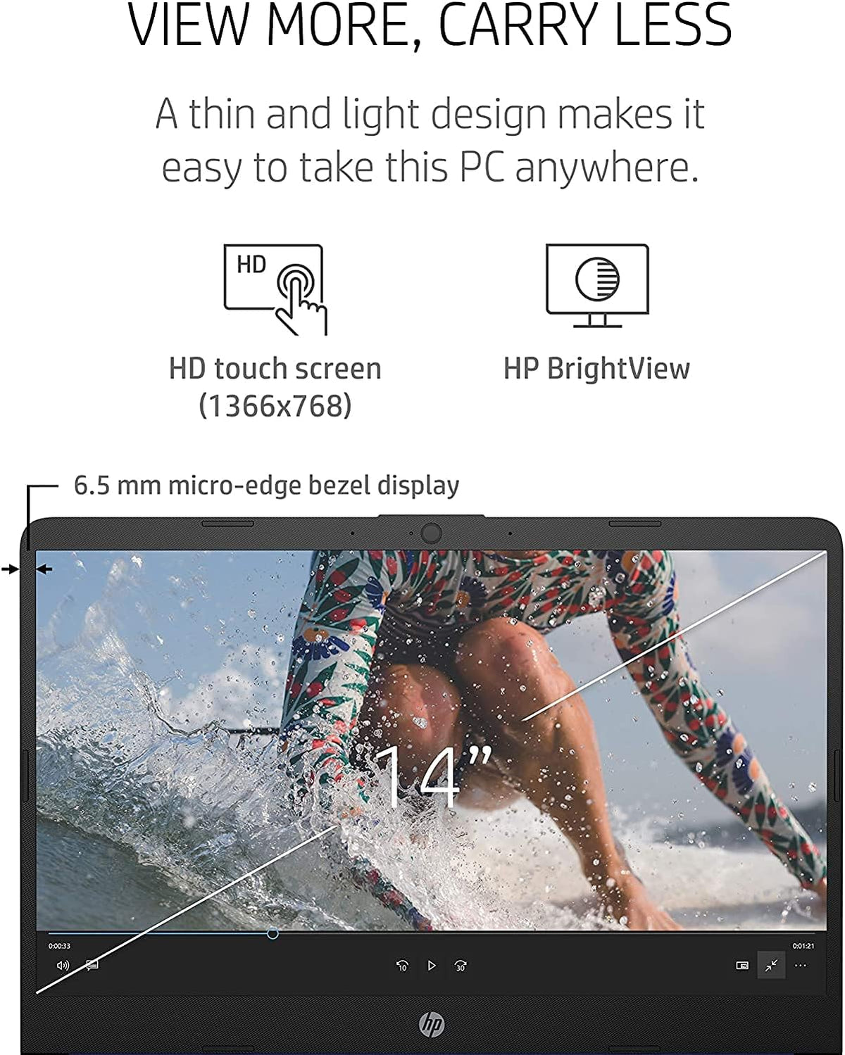 14" Touchscreen Ultra Light Laptop, 8GB RAM, 256GB SSD A3372