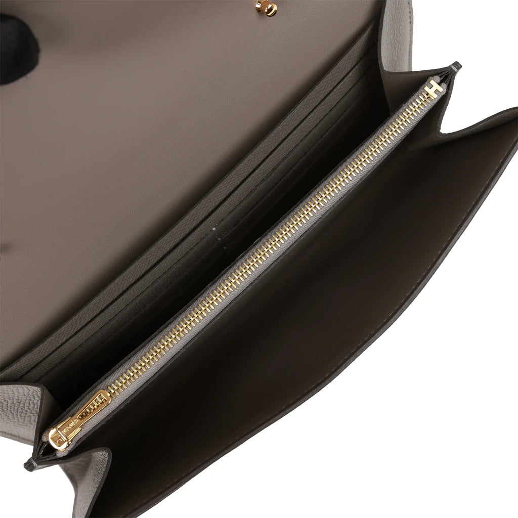 Wallet To Go Gris Meyer Epsom Gold Hardware I522289