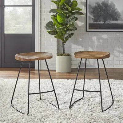 Natural Solid Wood Counter Stool U8772