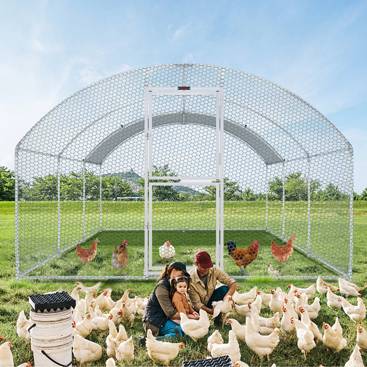 Large Metal Chicken Coop 19.7x9.8x6.6 ft C297676