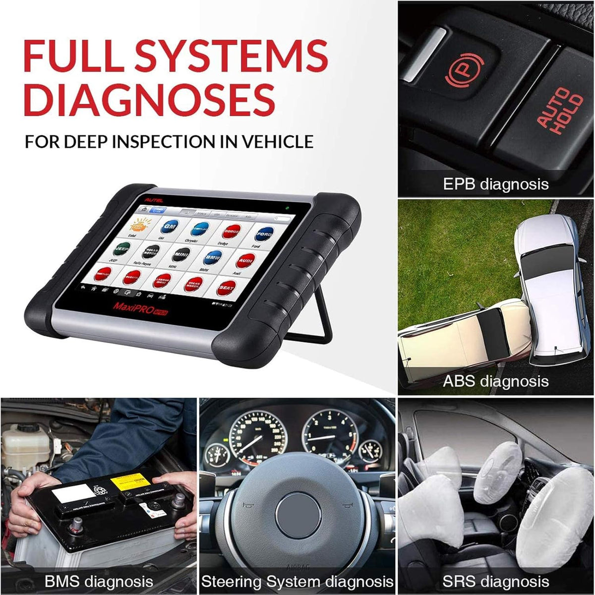 Autel MaxiPRO MP808 Automotive Diagnostic Scan Tool with All Systems Diagnoses, Bi-directional Control, 30+ Service Function, Key Coding and Injector Coding H488315