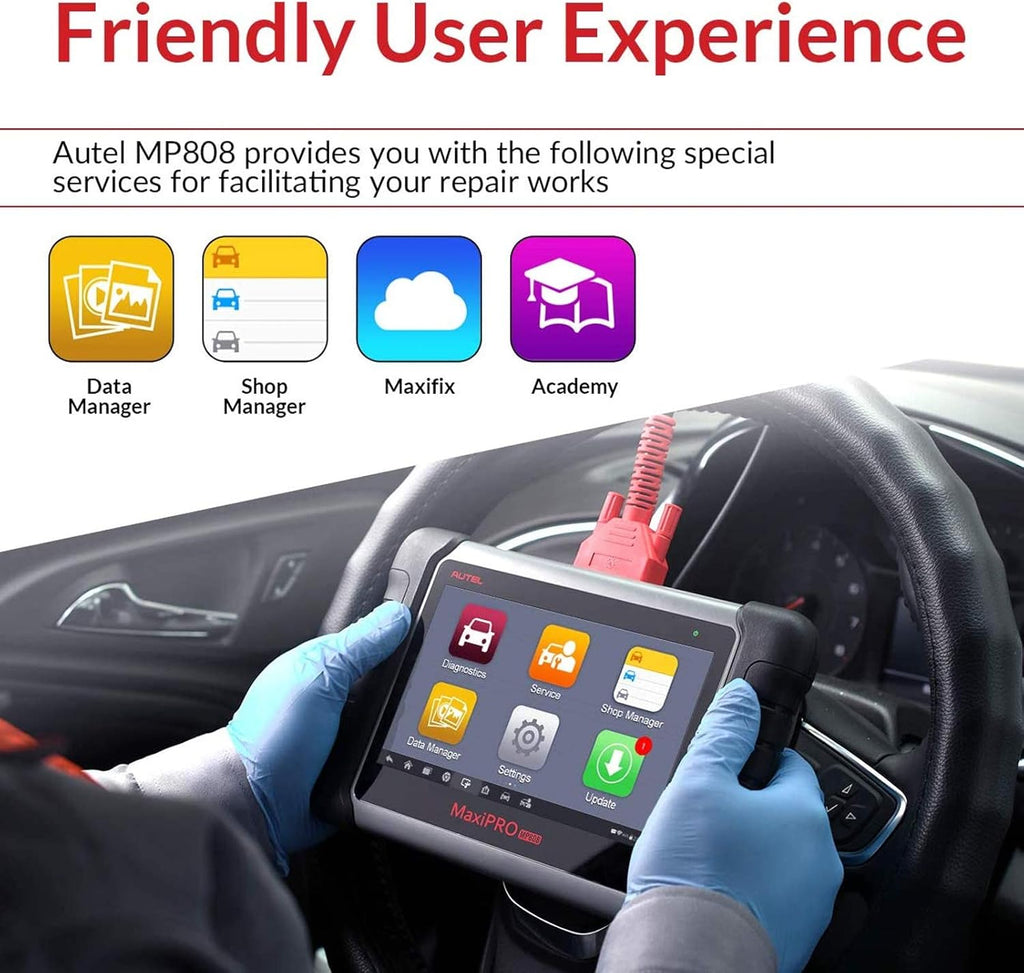 Autel MaxiPRO MP808 Automotive Diagnostic Scan Tool with All Systems Diagnoses, Bi-directional Control, 30+ Service Function, Key Coding and Injector Coding H488315