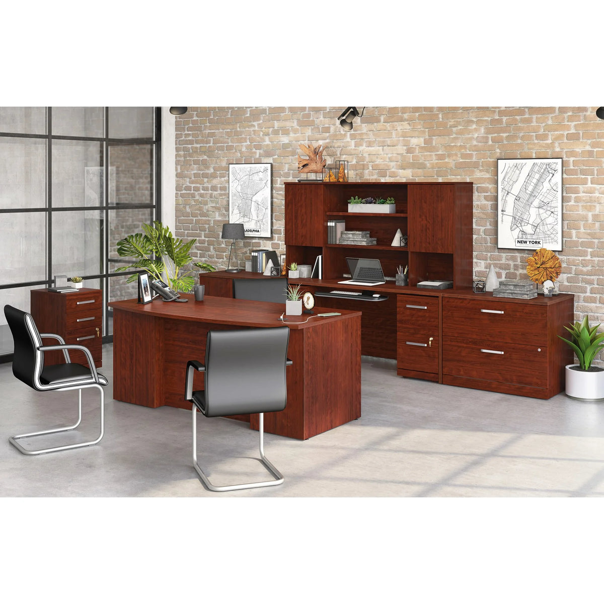 Classic Cherry Desk and File Cabinet T38057