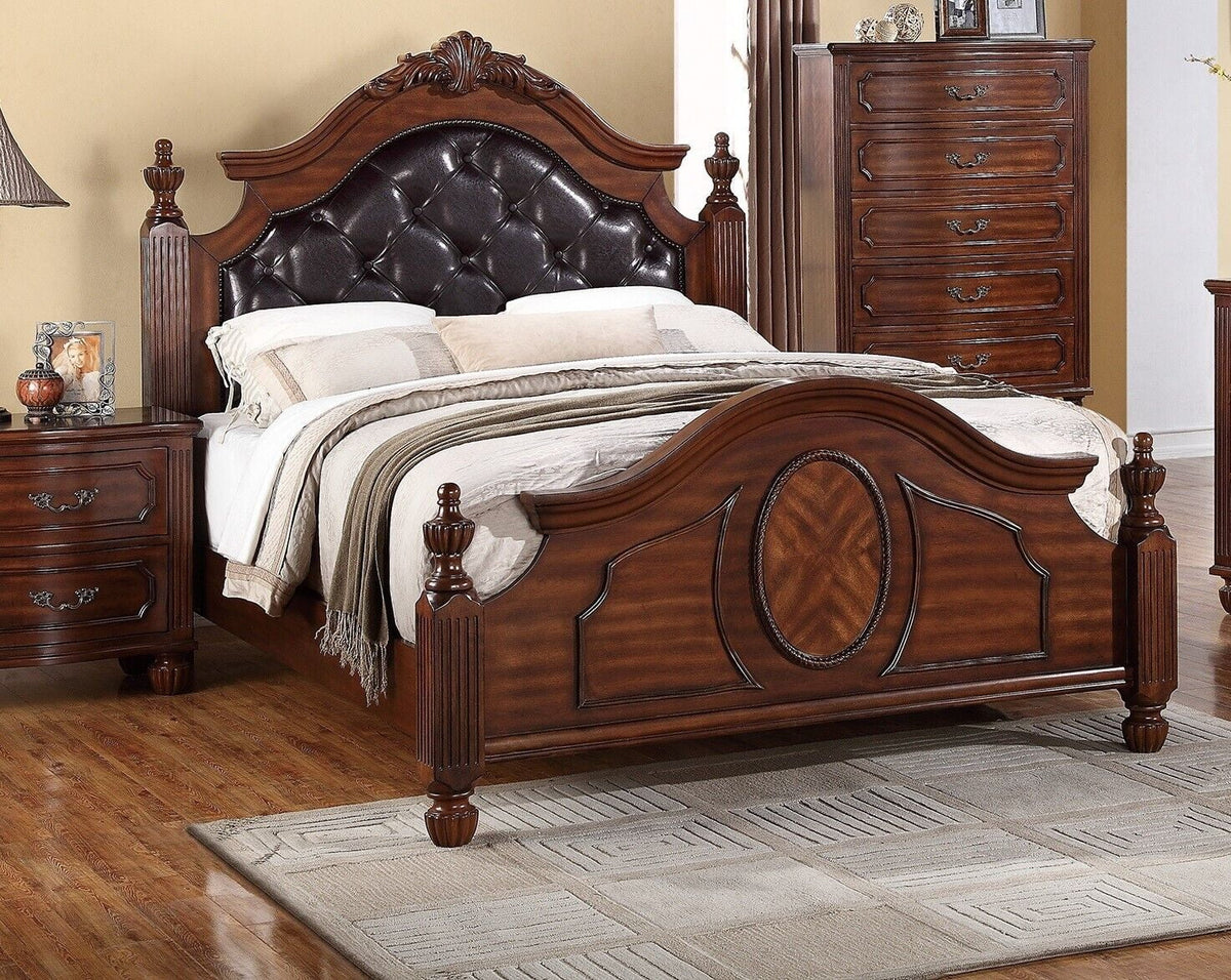 Queen Size Faux Leather Tufted Bed O15643