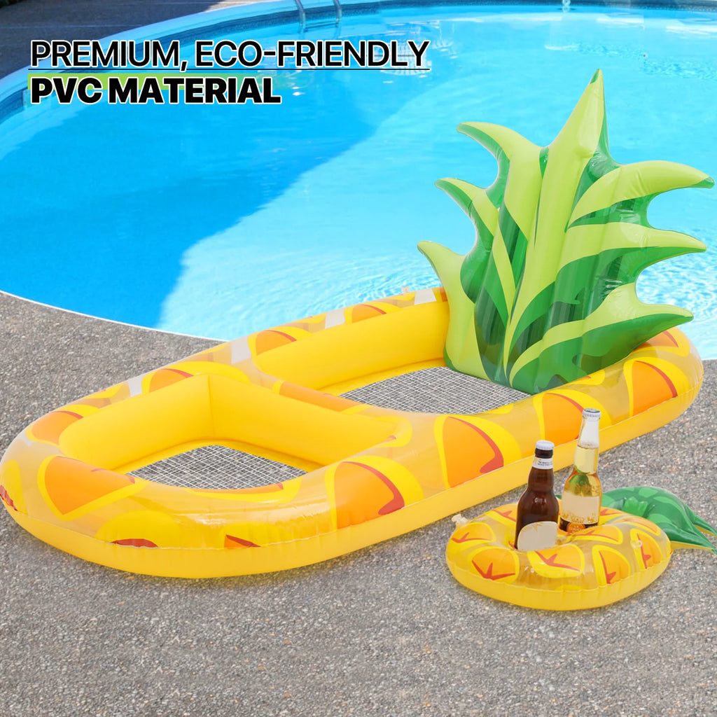 3-in-1 Pineapple Inflatable Pool Floats with Drink Holder, Yellow N3396