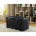 Faux Leather Bench and Ottoman Set in Dark Brown C36413