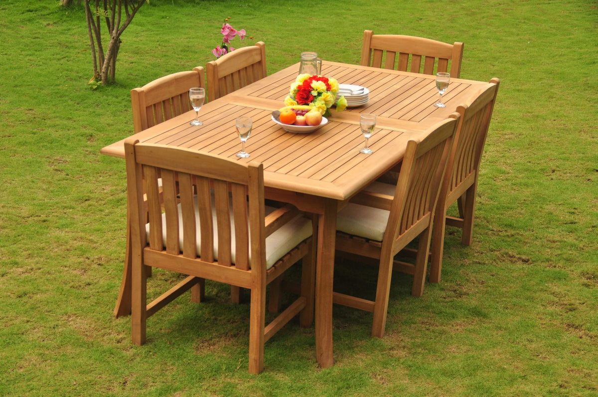 7 Pc Teak Dining Set with 6 Arm Chairs H356