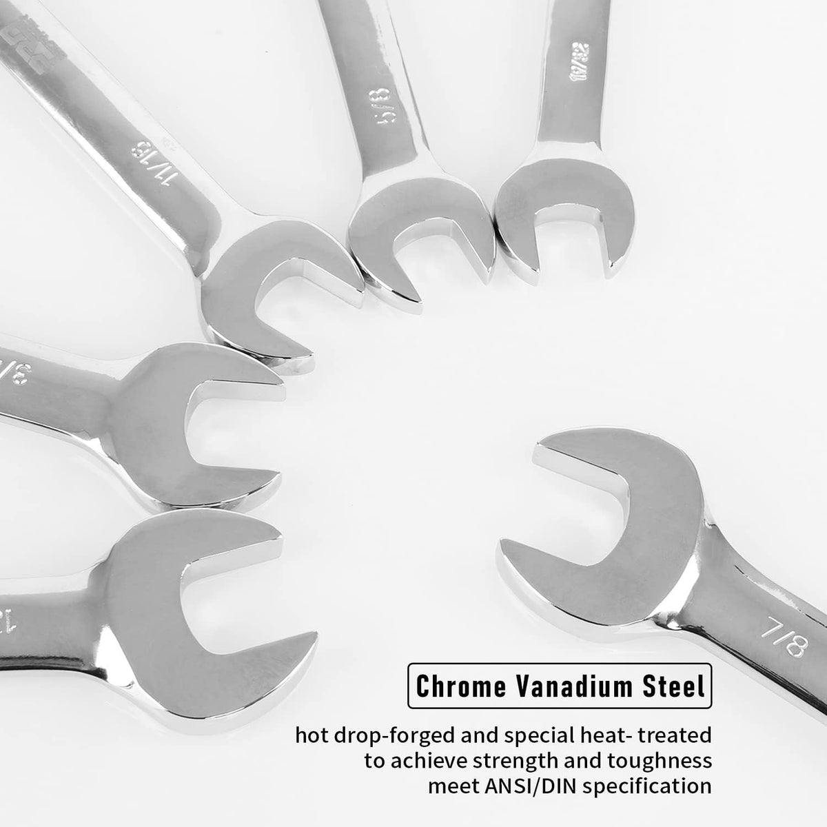 14-Piece Chrome Vanadium Steel Flex Head Combination Wrench Set with Wrench Rack V108