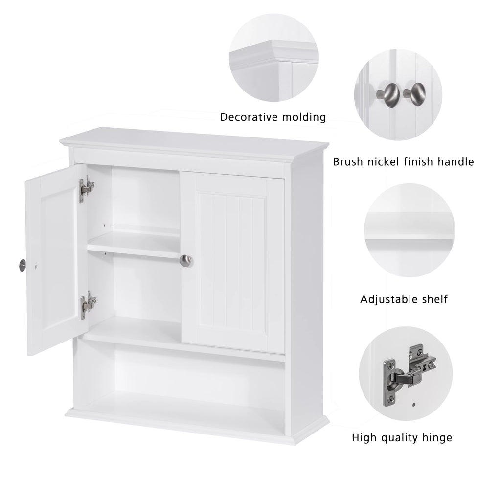 Wall Mounted Wood Bathroom Cabinet with Doors and Shelves L84293
