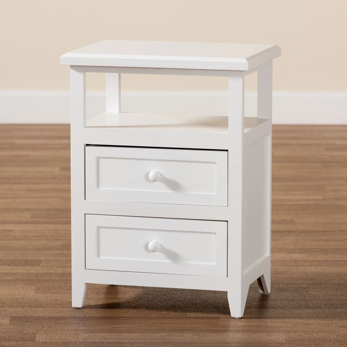 White 2-Drawer Wood Nightstand Z272431