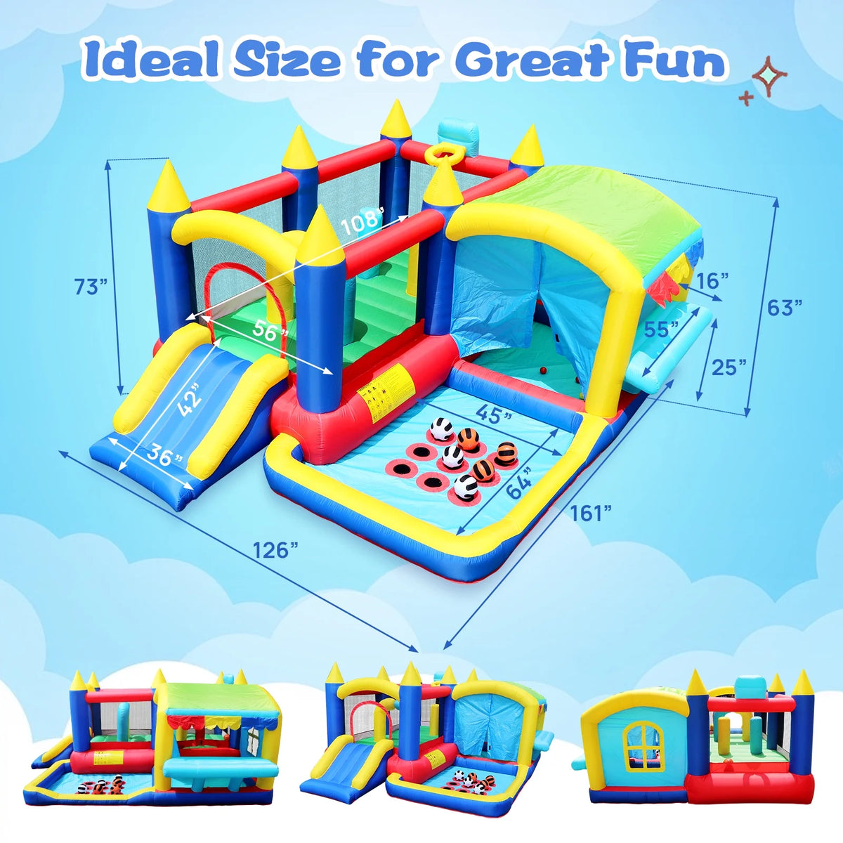 7 in 1 Inflatable Bounce House with Ball Pit J8231