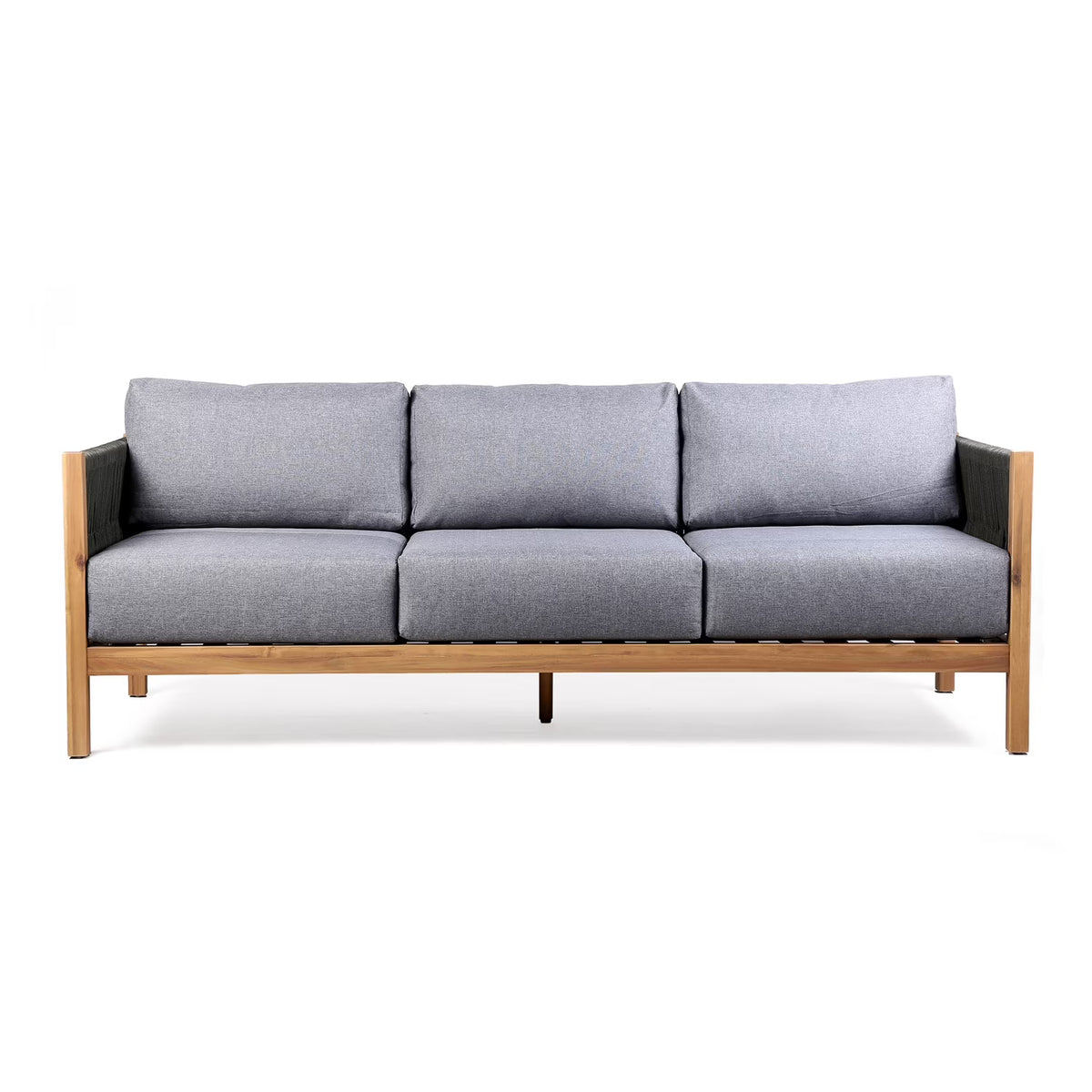 Natural Wood & Fabric Outdoor Patio Sofa T296253