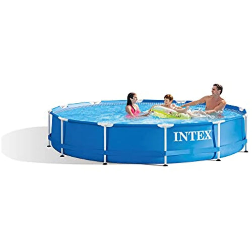 12 Ft x 30 Inches Metal Frame Above Ground Swimming Pool with Filter & Cover E364