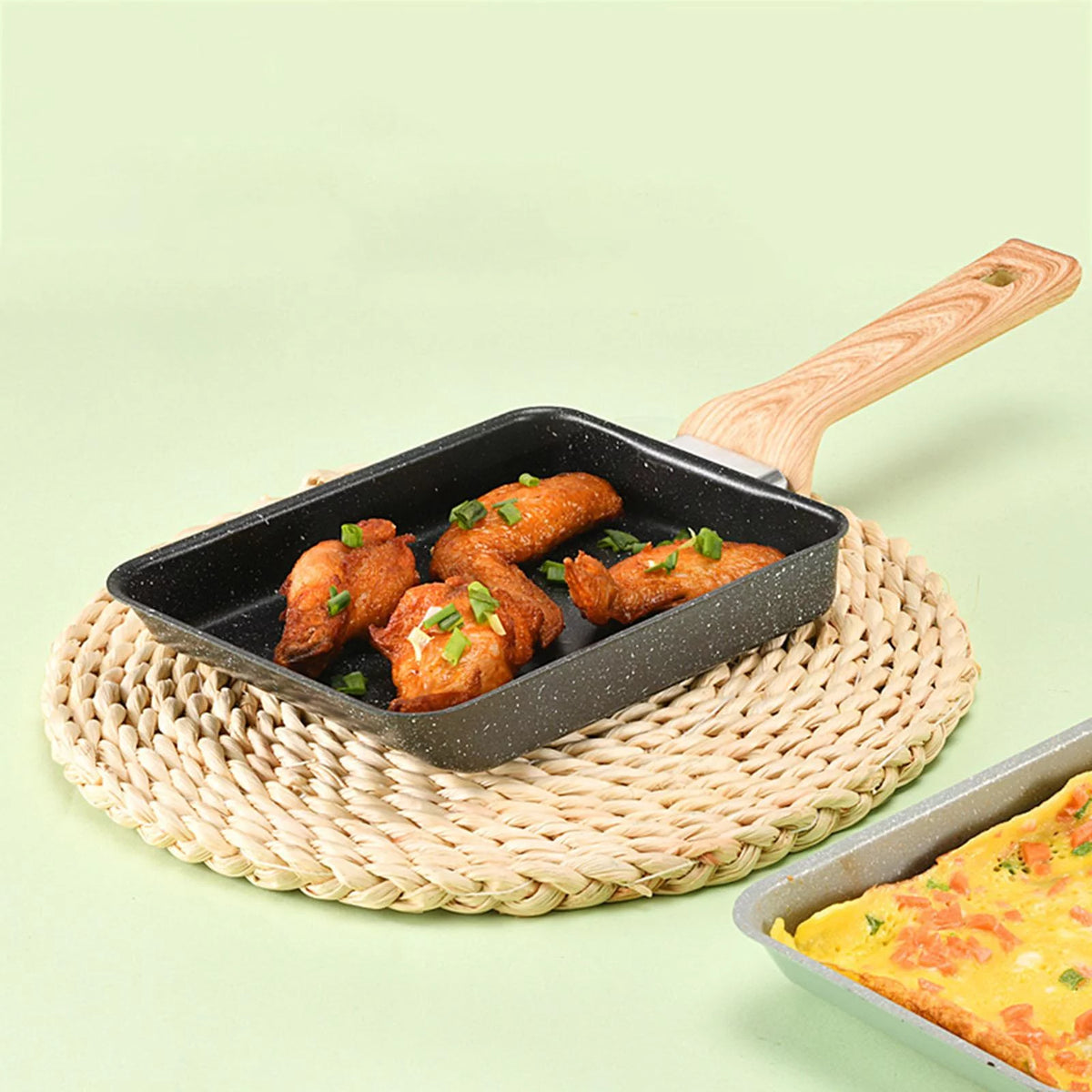 Black Non Stick Rectangle Skillet with Spatula B2404