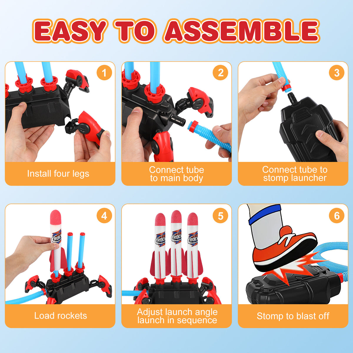 1 Set Outdoor Stomp Launch Foam Rockets Toy G81200