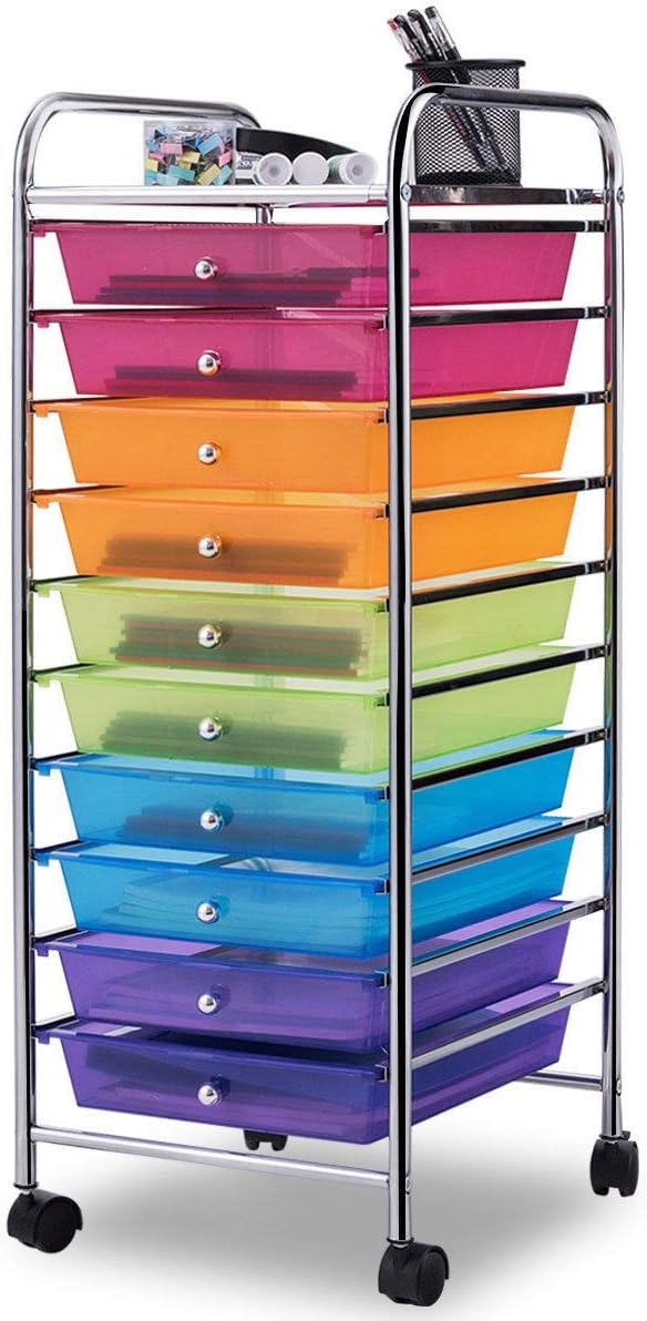 10 Drawer Rolling Storage Cart (Black) O45057