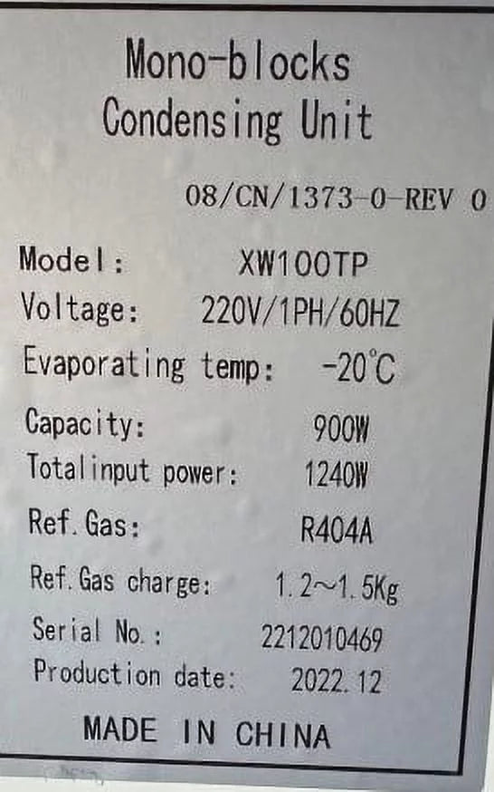 1 HP 220V Walk-In Cooler Refrigeration System A490