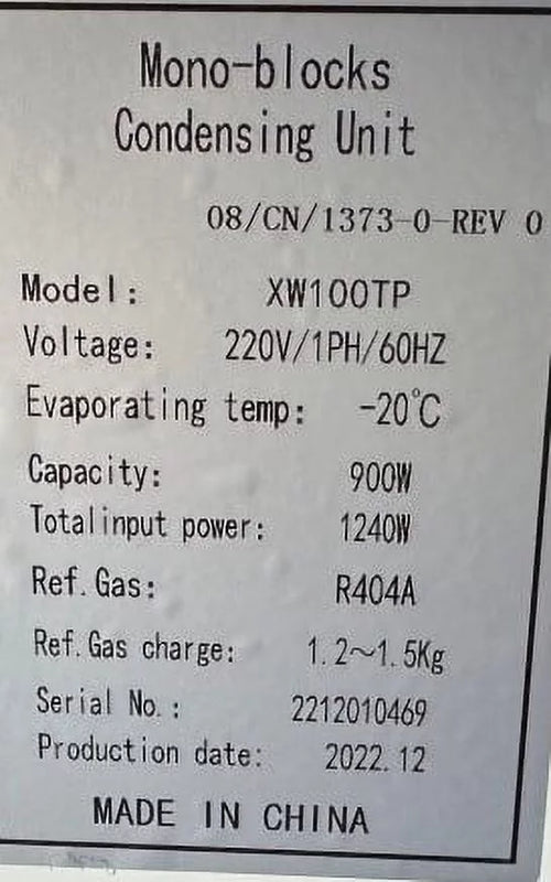 1 HP 220V Walk-In Cooler Refrigeration System A490