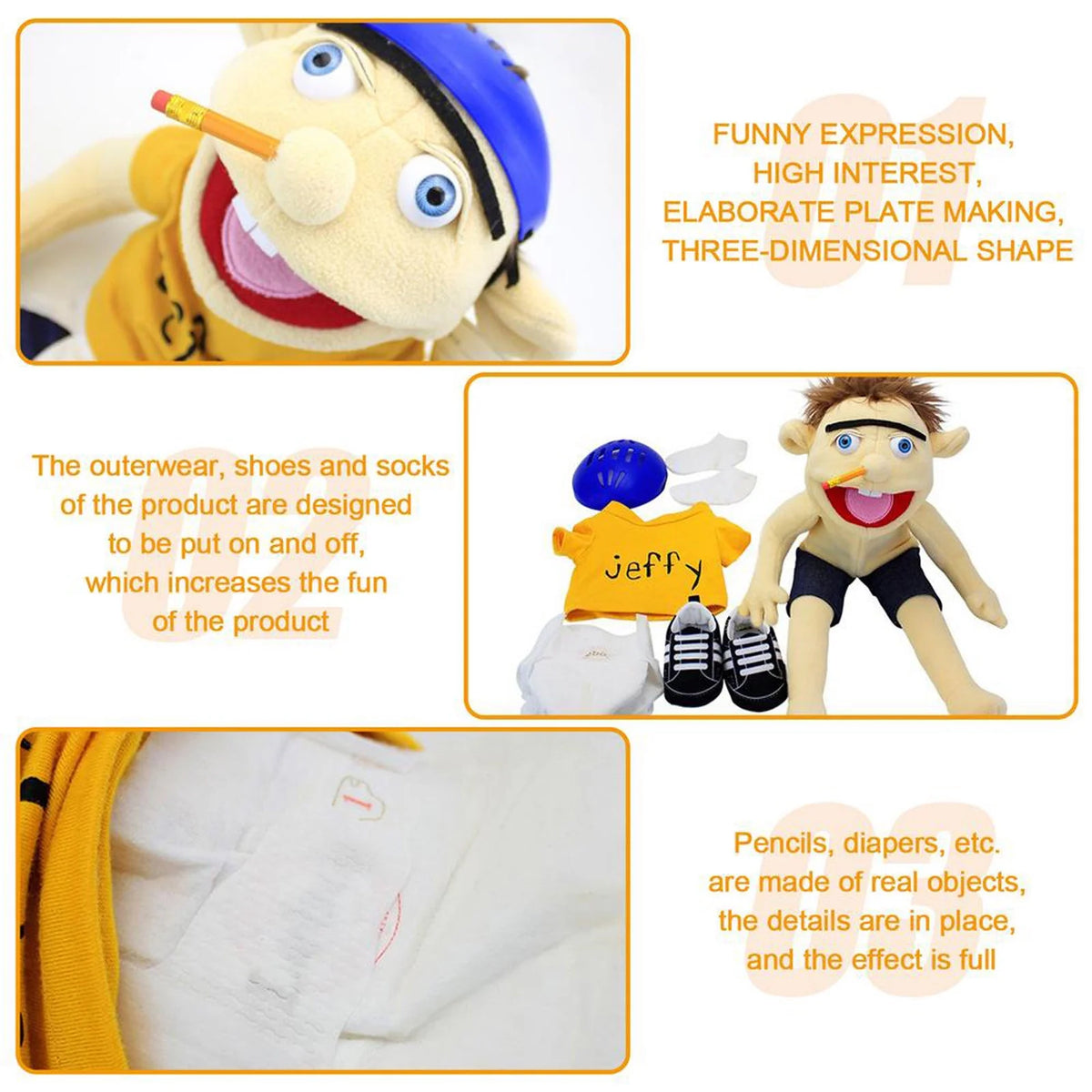 Jeffy Puppet Plush Toy, 24 Inches Hand Puppet C35649