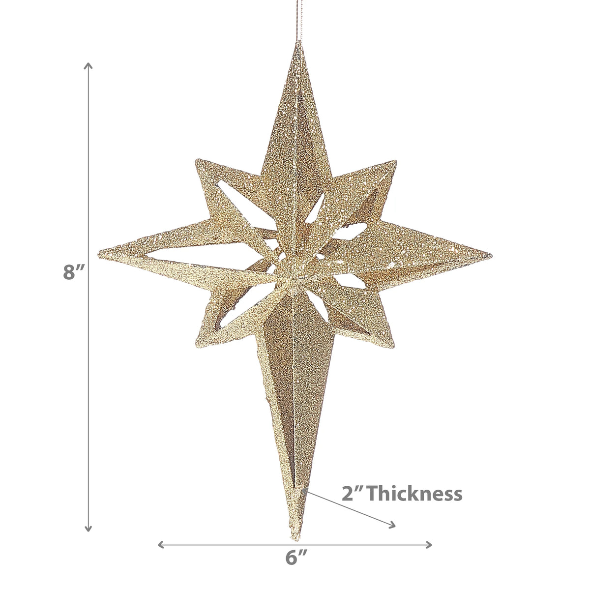 Gold Glitter Ornament Star - Set of 12 V90497