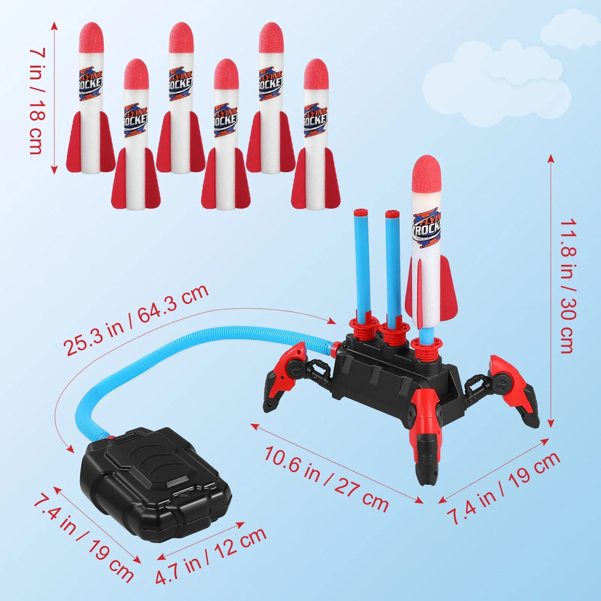 1 Set Outdoor Stomp Launch Foam Rockets Toy G81200