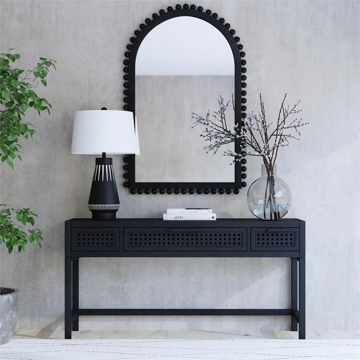 Black Wood Console Table E473095