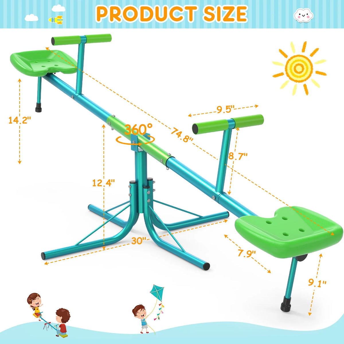 Kids Seesaw Teeter Totter with 360 Degrees Rotation B807775