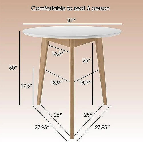 31 inch 3 Legs Round Birch Solid Wood Table R73865