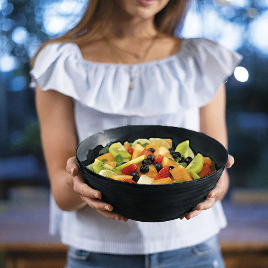 L Bowl With Lid Black A9669
