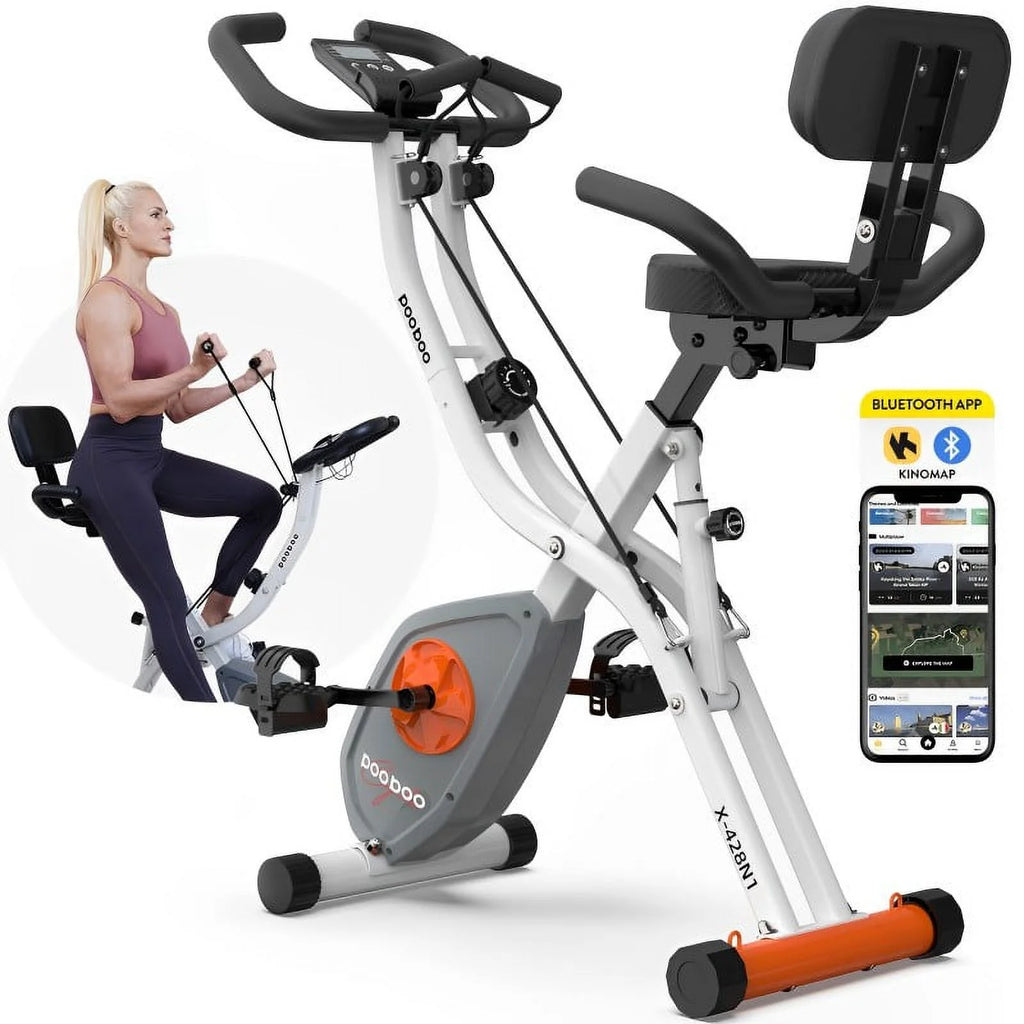Upright Folding Exercise Bike with Arm Resistance Bands P9577