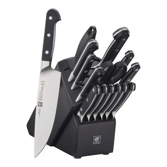 16 Pc Knife Set with Black Rubberwood Block F3689