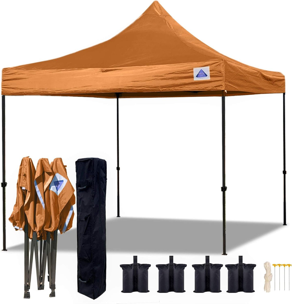 10'x10' White Pop Up Canopy Tent with Wheel Bag and 4 Sand Bags L224