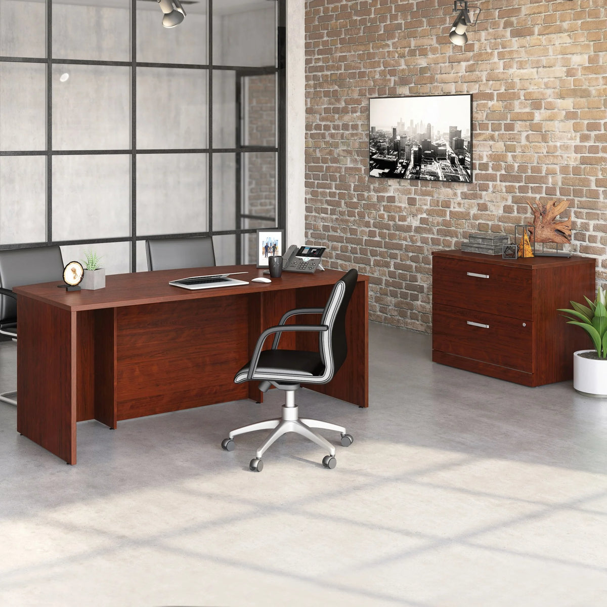 Classic Cherry Desk and File Cabinet T38057