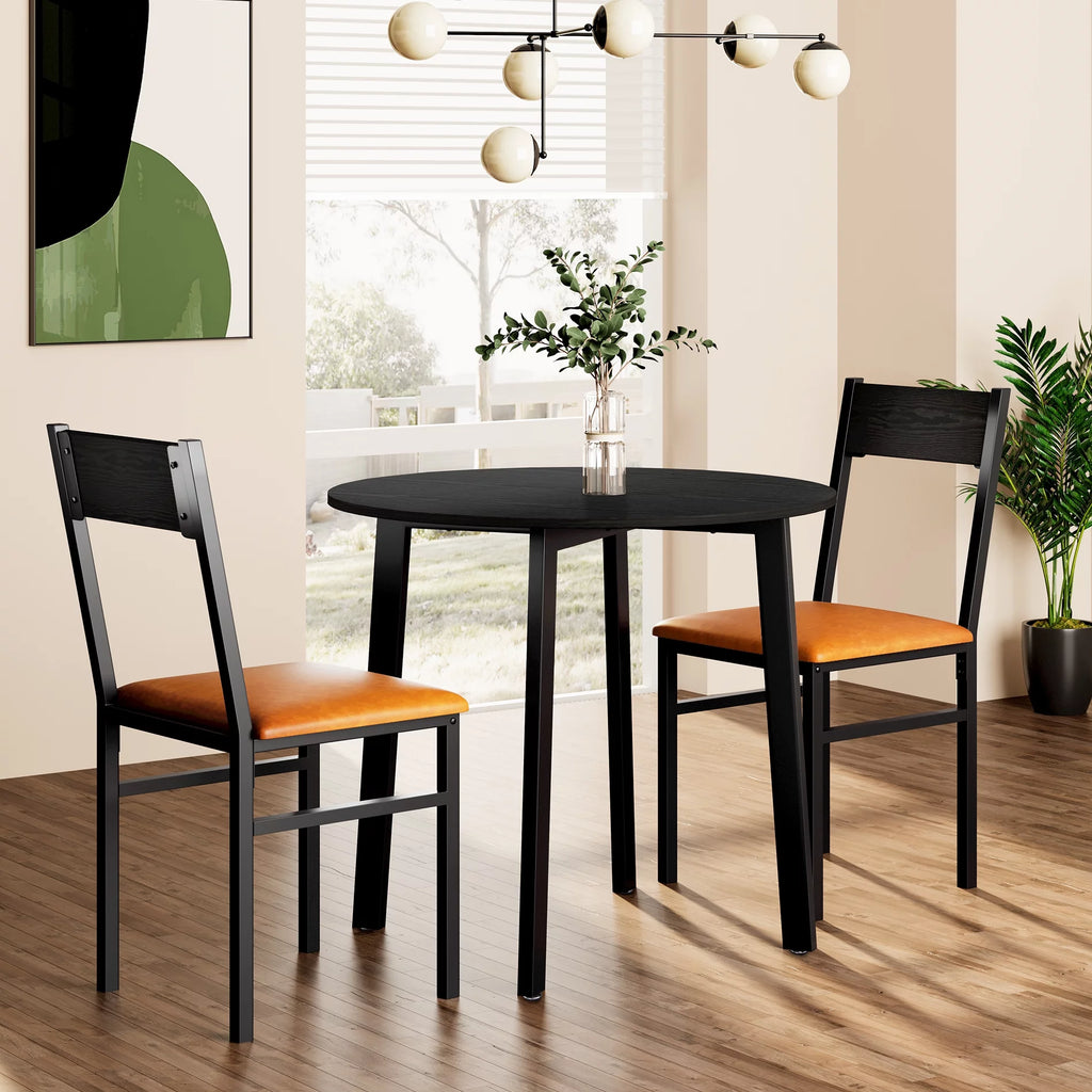 Round Dining Table Set with 2 Cushioned Chairs U396838