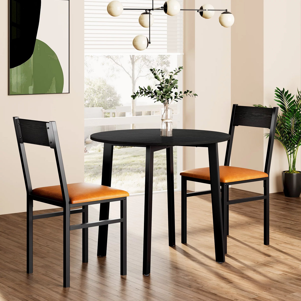 Round Dining Table Set with 2 Cushioned Chairs U396838