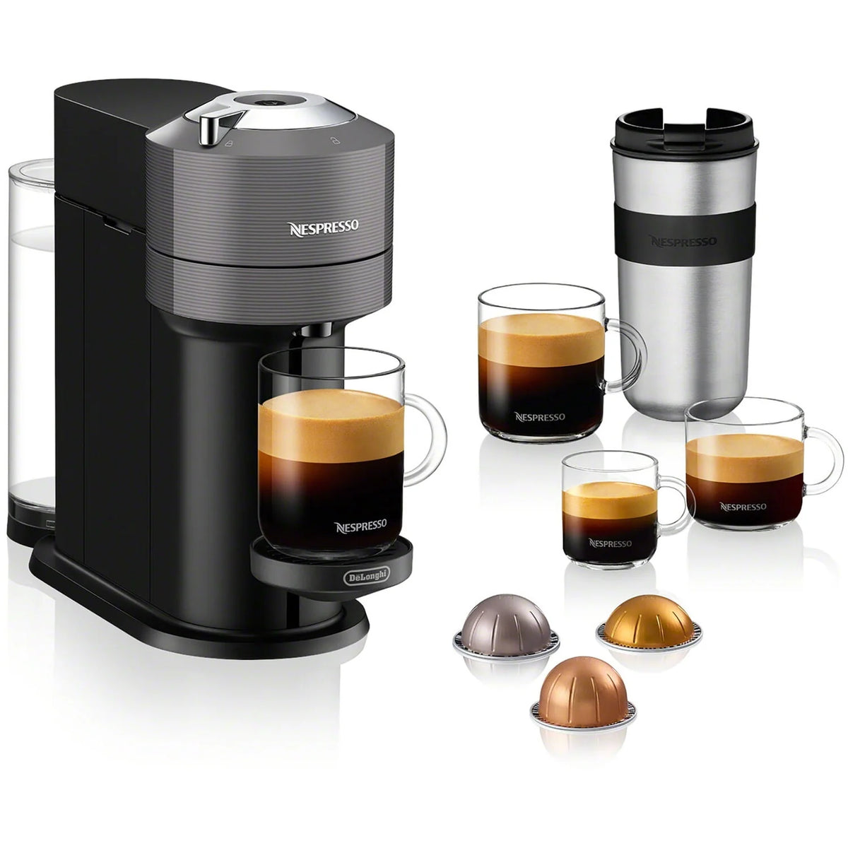 Chrome Coffee and Espresso Maker with Black Milk Frother H14717